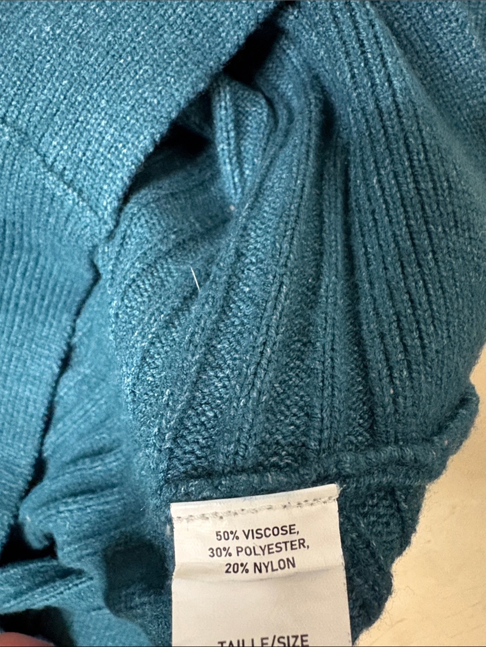 ⭐️ Suzy Shier Teal V-Neck Oversized Drop Stitch Ribbed Sweater - size Small - Picture 4 of 10